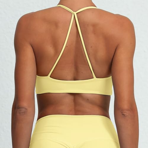 Image of ABOCIW Sports Bras for Women Twist Criss-Cross Back Padded Workout Tank Tops Low Impact Gym Yoga Bra
