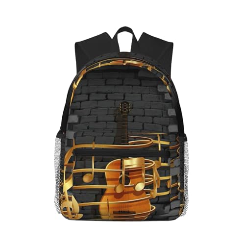 Sac à dos de voyage classique à motif guitare noir pour le travail