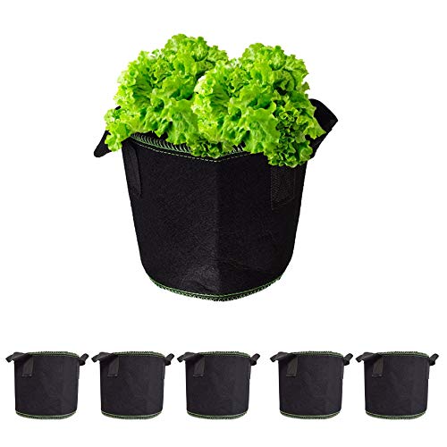 AISENPARTS Sac de Culture en Tissu de 15 Gallon Sacs en Tissu Respirant pour Plantes Pots de Culture Conteneurs pour Plantes avec poignées adaptées au Sol Plantes Fleurs Légumes Jardin 5 Pcs Cover