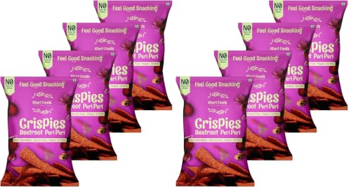 Image of Khari Foods Beetroot Crispies, Peri Peri Flavoured Chips, No Palm Oil, No Maida, Millet Goodness, Fibre Rich, Zero Cholestrol, Gluten Free Vegan, Healthy Snacks (50g x 4 Combo) (Pack of 2)
