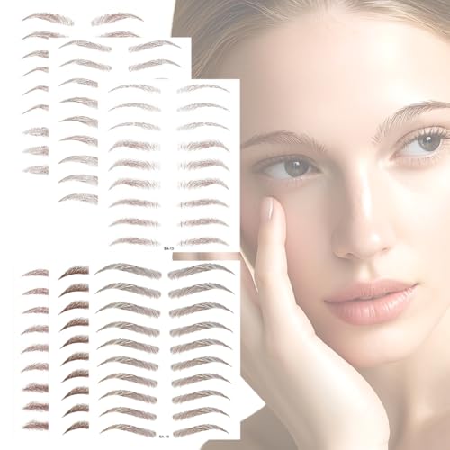 THQAE 6 Feuilles Autocollants de Sourcils 4D Patch, Eyebrow Tattoos Stickers Autocollant Bionique pour Sourcils, Faux Sourcils Pochoirs Tatouage Imperméable...