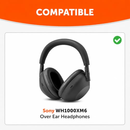 Image of Mizi Replacement Ear Pads Compatible with Sony WH-1000XM6 Headphones, Soft Protein Leather Ear Cushions with High-Density Memory Foam, Noise Isolation, Black