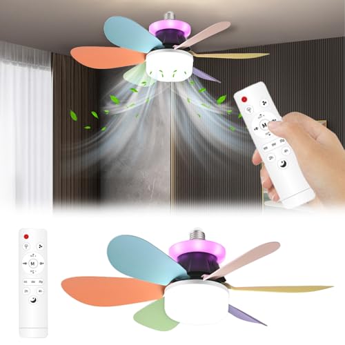 Ventilateur de plafond silencieux avec télécommande et ampoule RGB E27 - 3