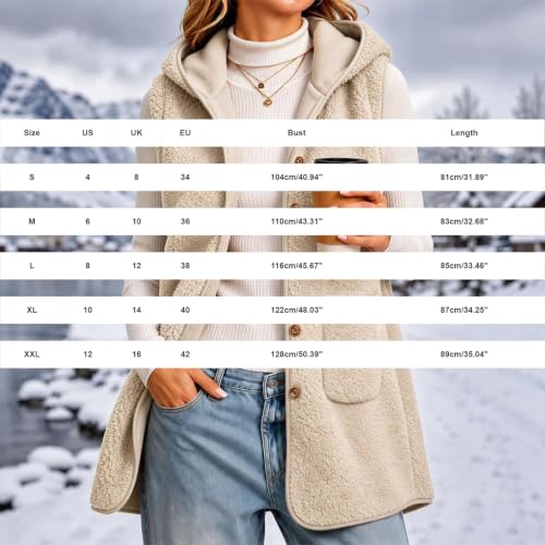 ENCURKUS Oversized Sherpa Fleece Vest Women Cozy Warm Button Up Long Coat - image 6