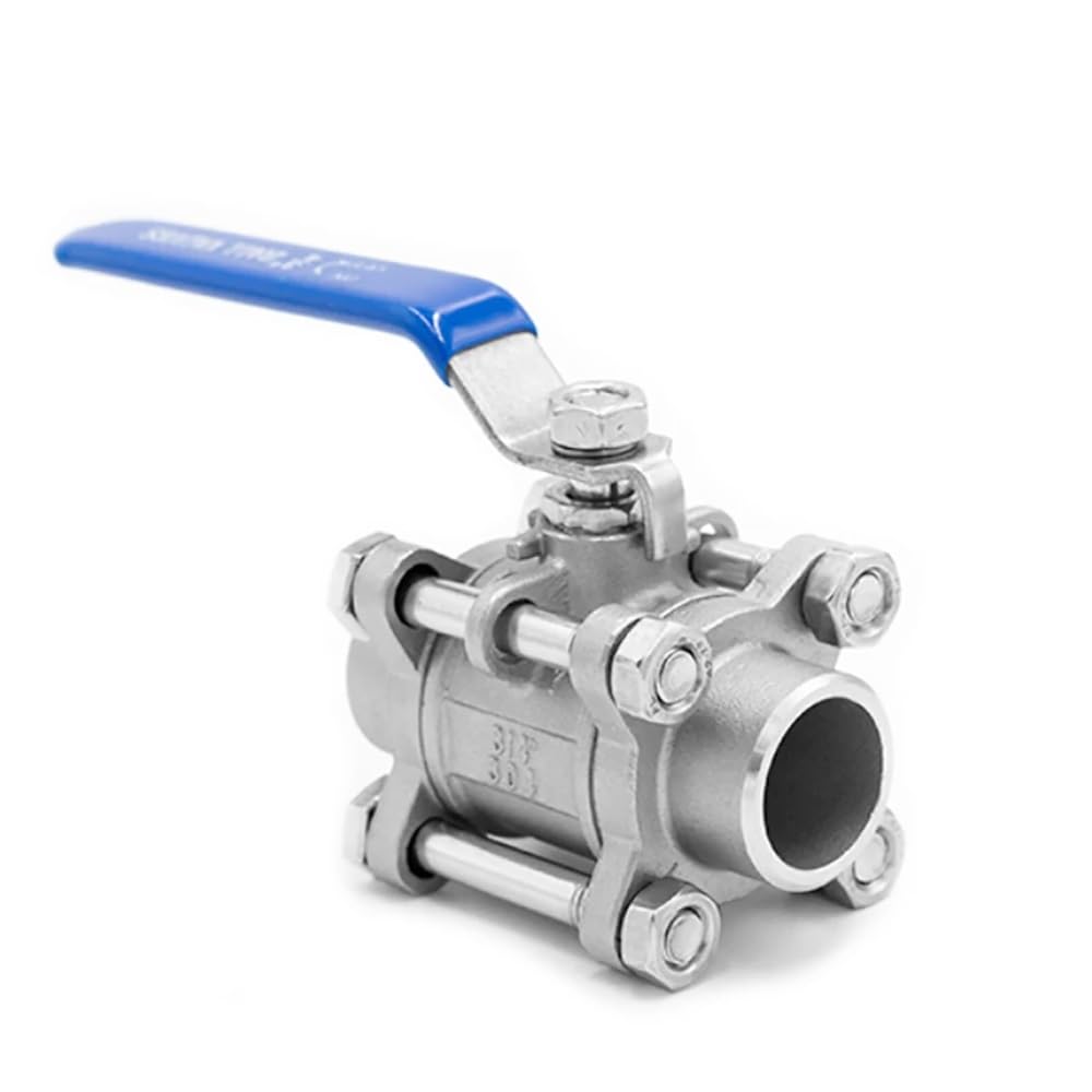 1/4" 3/8" 1/2" 3/4" 1" 1-1/4" 1-1/2" 2" 304 Stainless Steel Three-Piece Ball Valve Female Welded Switch 1pcs(Weld,2")