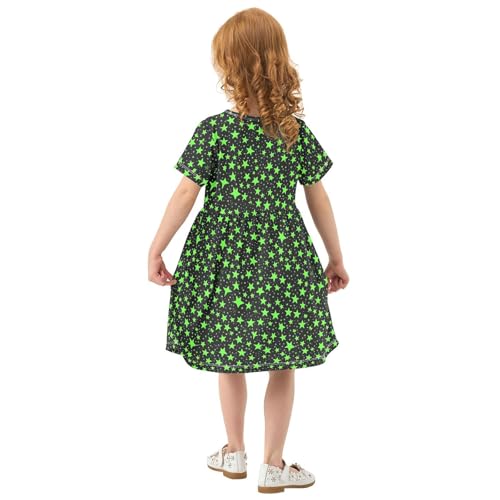 Toddler Girls' Dresses Black Green Stars Short Sleeve Sundress 208595523