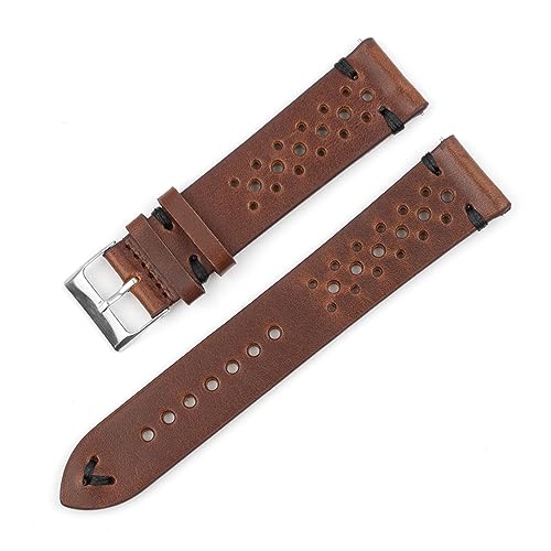 Correas de cuero artesanal de 20mm y 22mm perforadas para relojes clásicos de hombre