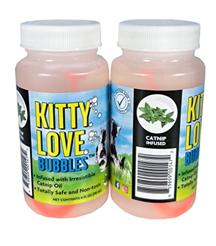 Kitty Love Bubbles: 2 Pack 4Oz Bottles Of Catnip Scent Bubbles For Cats, Non-Toxic And Allergen-Free, Bring Out Your Cat's Inner Hunter With Hours Of Fun And Exercise #TOP1