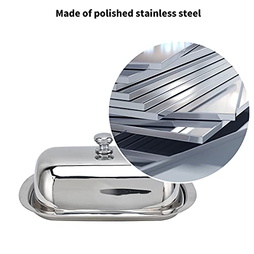 Butter Dish, Stainless Steel Double Covered Butter Dish Butter Container with Lid and Handle for Kitchen Food Storage by Tomotato - Image 6