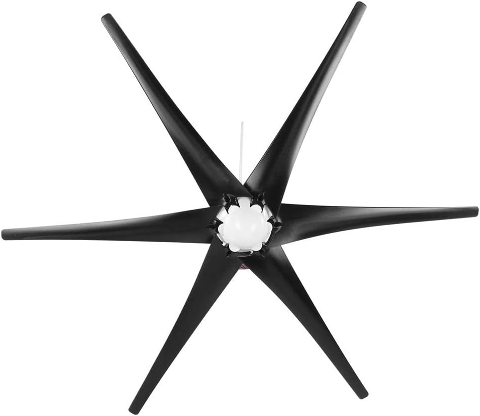 Mini Wind Turbines Generator 6 Blades 200W 12m/s Low Noise Three?Phase Alternator Wind Turbine Generator with Controller (Black 24v)