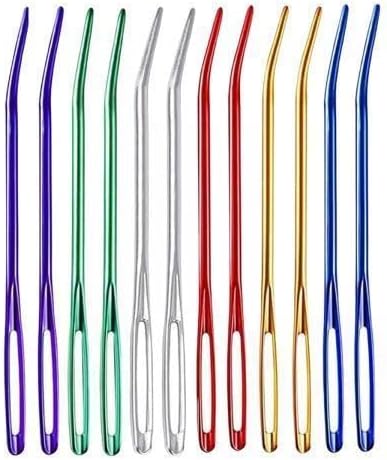Sclmgo 5X 12 Pieces Yarn Set Wool Bent Tip Craft Sewing Tools for Crochet