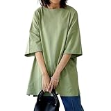 [FEISEDY] レディース Tシャツ 純綿 七分袖 丸首 ゆったり おしゃれ 通勤 快適 夏トップス 綿100% 春夏 A8196