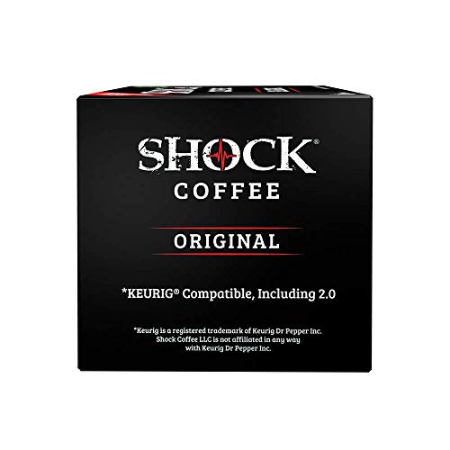 Shock Coffee Single Serve Cups. Up To 50% More Caffeine Than Regular Coffee. 12 Count - Compatible With Keurig K-Cup Brewers 2.0 #TOP2