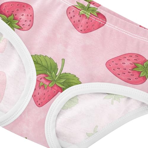 Cute Pink Strawberries Leaves Pink Toddler Girls Underwear 2t Cotton Girl Panties Cute Bright Briefs Underpants4