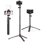 ULANZI MT-44 Extendable Phone Tripod, 59" Selfie Stick Vlog Stand with 2 in 1 Phone Clip, 360° Ball Head Camera Tripod for iPhone Sony DJI Osmo Nano Action Camera, Lightweight for Travel