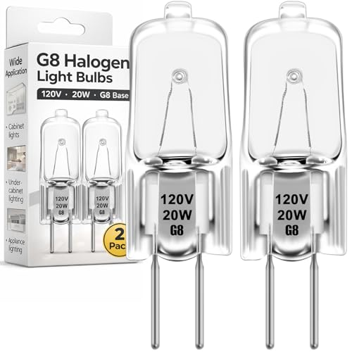WB36X10213 Microwave Light Bulbs G8 120V 20W, 2 Pack Halogen Microwave Oven Light Bulb Compatible with GE WB25X10019 WB08X10050 WB36X10246, G8 Bi-Pin Appliance Bulbs