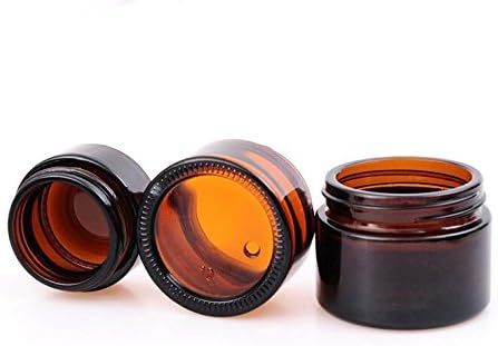 Miniatura 3 de 2 frascos de maquillaje recargables de vidrio marrón de 0.7 fl oz0.7 onzas con forros y tapa negra con tornillo, crema facial vacía, bálsamo labial,