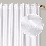 Window Panels Set of 2,Cotton Curtains inTextured Fabric 50x72 -White,Farm House Curtain,Tab Top Cur