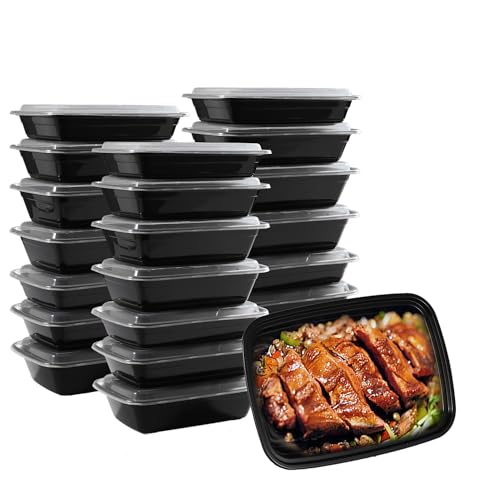 50 pack of Reusable Bento Box Spillproof Plastic Safe Lidded Food Storage Container Packing Box, Refrigerator/microwave Safe, Lunch Containers For Adults Bento Boxes (38oz-50 pack)