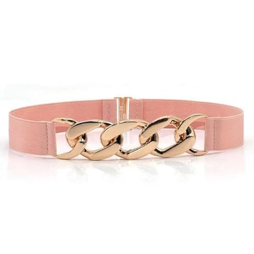 THCLLJG Edler elastischer Gürtel weiblicher Kettengürtel Gold Silber Markengürtel für Frau Cinch Bund Kleid Mantel Gürtel Damen Bekleidung Zubehör Cover