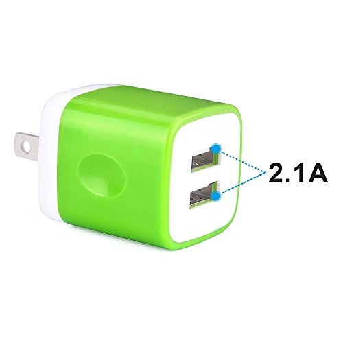Image of Wall Charger, [3-Pack] 5V /2.1AMP Ailkin Colorful 2-Port USB Wall Charger Home Travel Plug Power Adapter Replacement for iPhone 7 /7 plus, 6s /6s plus, Samsung Galaxy S7 S6, HTC, LG, Table, Motorola More
