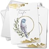 15 Einladungskarten Taufe mit Umschlägen Motiv Vogel Taube weiss grün Einladung Karten zur Feier Jungen Mädchen rosa blau