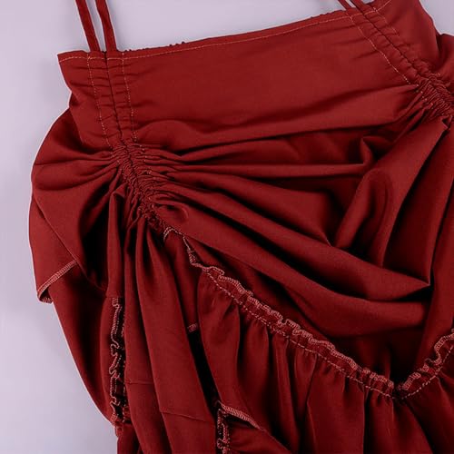 Goth Skirt for Women High Waist Pirate Midi A-Line Skirt Drawstring Adjustable Ruffle Hem Renaissance Fairy Skirts4