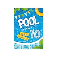 12 biglietti di invito, incl. 12 buste, 10° compleanno per bambini