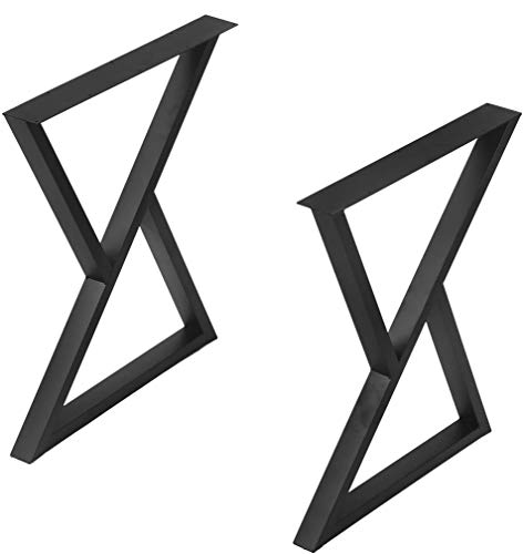 Limited Discount 2Pcs Metal Furniture Legs H28 x L24/17.5 inchs,Rectangular Table legss,Desk Legs,Heavy Duty Dining Table Legs,Industrial & Modern,Black