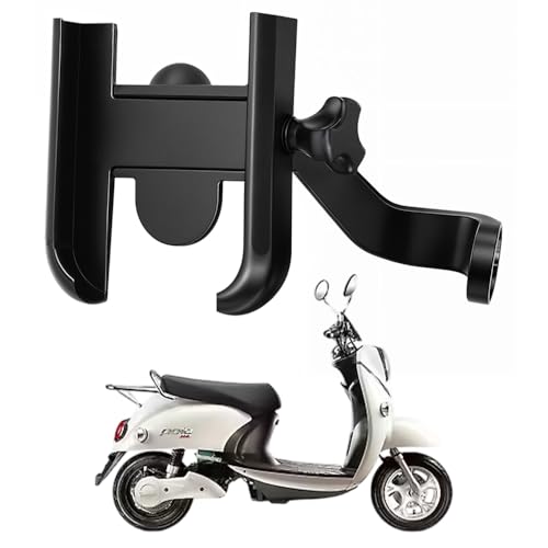 Image of WHIPONE Metal CNC Mobile Holder for Scooter, Scooty & Motorcycle Compatible for Evolet Polo, Mirror Mount, 360 Rotation, Strong Anti-Slip Grip, Wide Adjustable Fit for All Smartphones (Black)