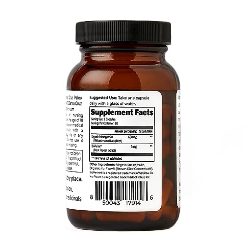Santa Cruz Paleo Ashwagandha Capsules, 600mg Ashwagandha Root per Capsule, Gluten Free, Keto, Sugar Free, Paleo, Supports Energy, Focus, and Relaxation, BioPerine for Fast Absorption, 60 Capsules - Image 6