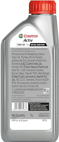 Image of Castrol Activ STOP-START 10W-30 4T Synthetic Engine Oil for Bikes 900ML | 3X Protection | With Actibond Technology | Engine Protection for bikes | JASO MA2 (Pack of 5)