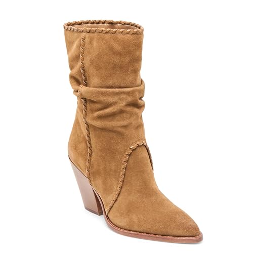 Suede Ankle Boots for Women Pointy Toe Chunky Heel Slouchy Booties Pull On Comfort Western Cowgirl Boots3