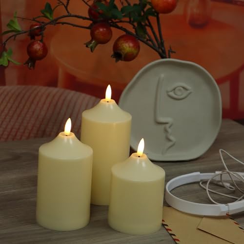 Image of QIDEA 4 inch,5 inch,6 inch X3 inch Battery Operated LED Candles with Remote Timer 2 Pack
