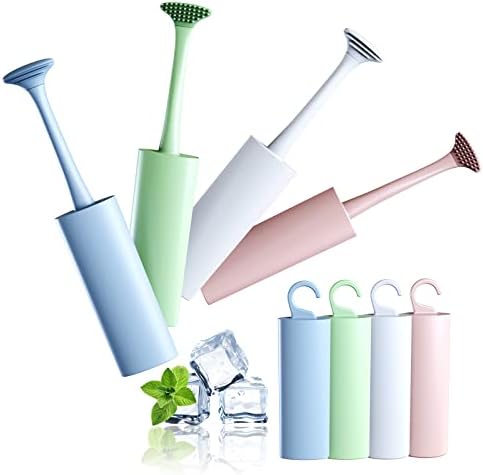 𝟒 𝐏𝐀𝐂𝐊 𝐓𝐨𝐧𝐠𝐮𝐞 𝐒𝐜𝐫𝐚𝐩𝐞𝐫 𝐂𝐥𝐞𝐚𝐧𝐞𝐫, Tongue Brush Scrapers with Travel Handy Case for Adults, Kids, Children, Healthy Oral Care, Easy to Use, Solft Help Fight Bad Breath