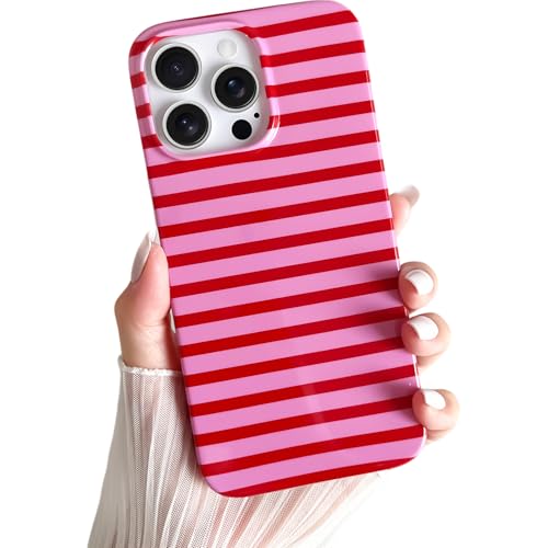 Jolie coque iPhone 15 Pro à rayures pour le style des femmes