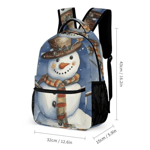 Winter Snowman Backpack Set Lightweight Bag Lunch Box Pencil Bags for Women Men Bookbags 3 in 12