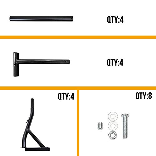 Truck Ladder Rack 800lbs Capacity Heavy Duty Extendable Universal Pickup Rack Two-bar Set Matte Black One Pair