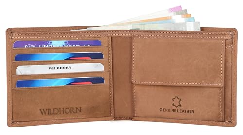 Image of WildHorn RFID Protected Leather Wallet for Men, Tan Hunter