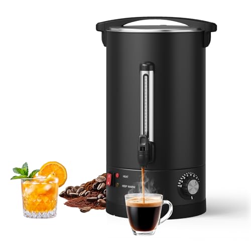 Image of GarveeTech Commercial Electric Coffee Urn Hot Beverage Dispenser - Double Wall Stainless Steel, Large Capacity for Catering, Buffet, Parties, Events - Fast Heating - 14L /3.7 Gallon