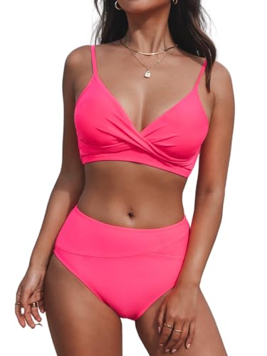 CUPSHE Damen Bikini Set Crossover High Waist Bikini Bademode Wickeloptik V...