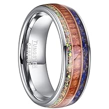 8mm Tungsten Rings Wedding Bands for Men Lapis Lazuli Rosewood Created Opal Inlay Dome Ring Size 7-12