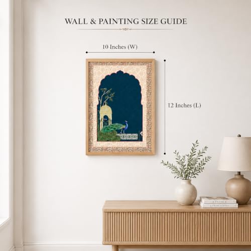 Image of Artsense Royal Mughal Botanical Wall Art Set of 6 | Peacock Palace Arch Floral Heritage Decorative Paintings | Traditional Indian Gallery Wall Decor for Living Room Bedroom Office