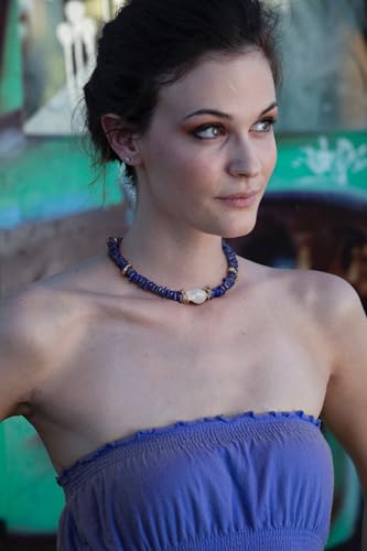 Chunky Statement Stone Beaded Necklace, Big Baroque Pearl Gold Choker, Trendy Boho Colorful Stone Jewelry3