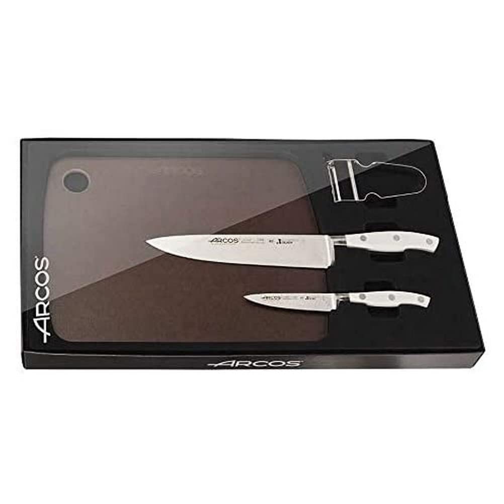 Arcos Cuchillo Cocina Forjado en Acero Inoxidable y Hoja de 200mm. Cuchillo Chef Profesional para Cortar Pescado, Carne y Cebolla. Mango Ergonómico Polioximetileno. Serie Riviera. Color Negro. — view 33
