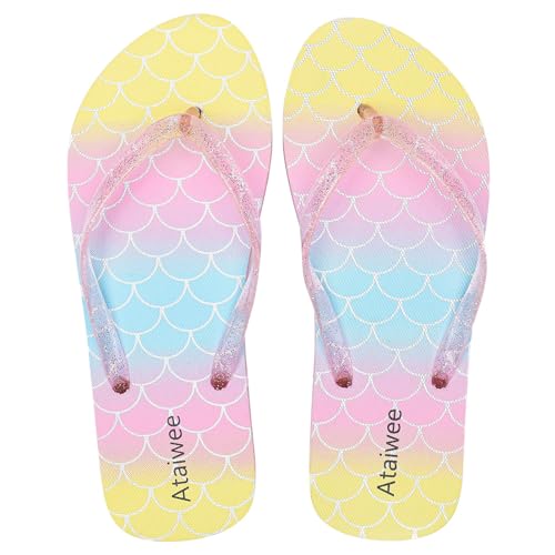 Ataiwee Mädchen-Flip-Flop kleine/große Kinder-Strandsandalen bunt bedruckte Sandalen für Kinder.(2005001-2 PK/SC 38)