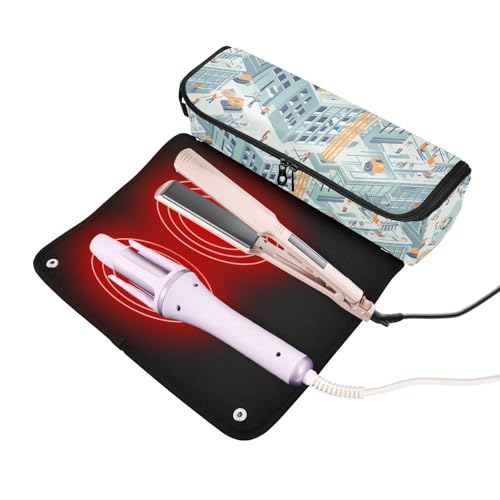 Bolsa de viaje 2 en 1 para planchas y rizadores con almohadilla resistente al calor impermeable miniatura 2