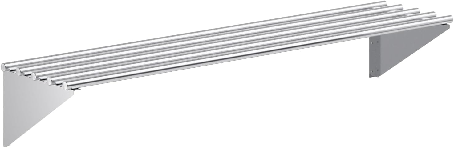 Premium Stainless Steel Tubular Wall Shelf – 14" D x 60" L | NSF Certified | Commercial Equipment & Appliance Shelf for Kitchen, Garage, Utility Room