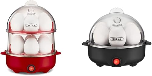 BELLA Paquete de ollas rápidas para huevos (capacidad de 14 y 7 huevos) con apagado automático y accesorios