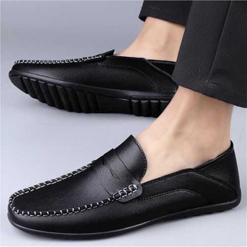 Resistant Lightweight Flexible Outdoor Slip-ons Men's Loafers Round Toe Solid Color Faux Leather Loafer Shoe2